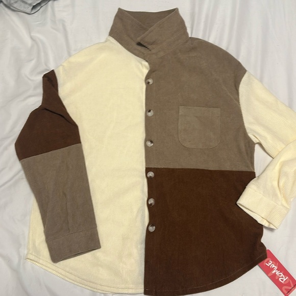 3/$30 NWT Brown Colourblock Shirt Jacket Size Medium - Picture 3 of 4